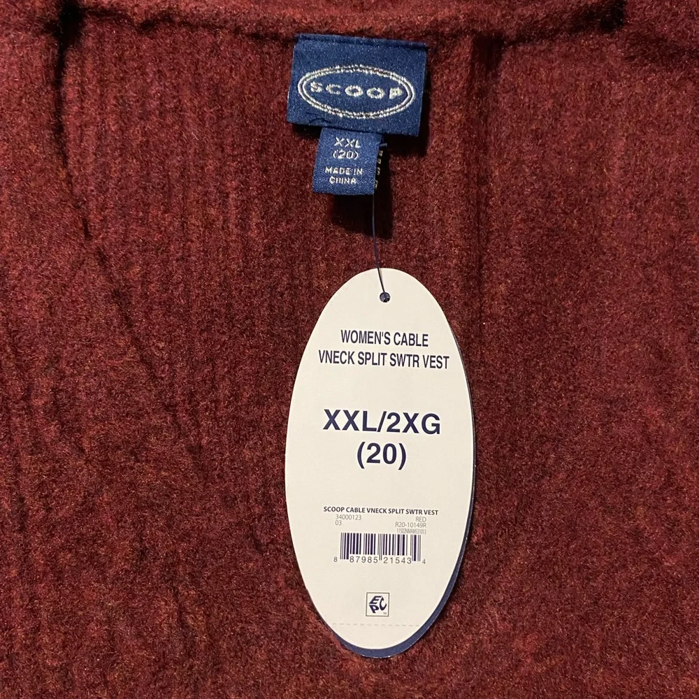 Scoop Women's Sleeveless V-Neck Cable Knit Cropped Sweater Vest Size XXL - Picture 7 of 11